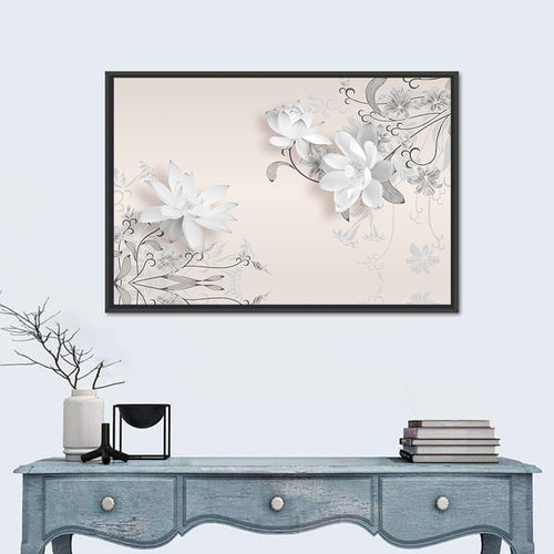 3d Floating Lotus Illustration Wall Art