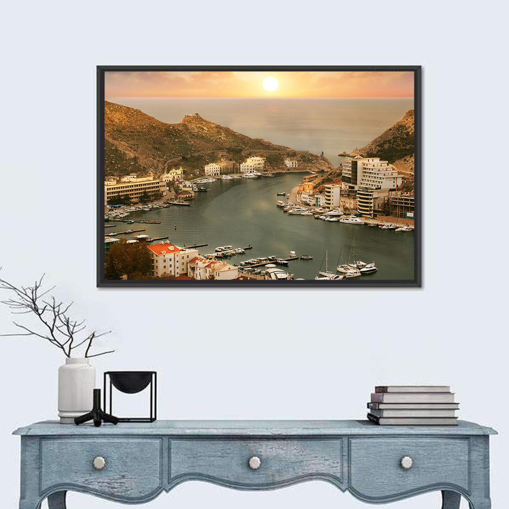 Balaklava Bay at Sunset Wall Art in a room, landscape