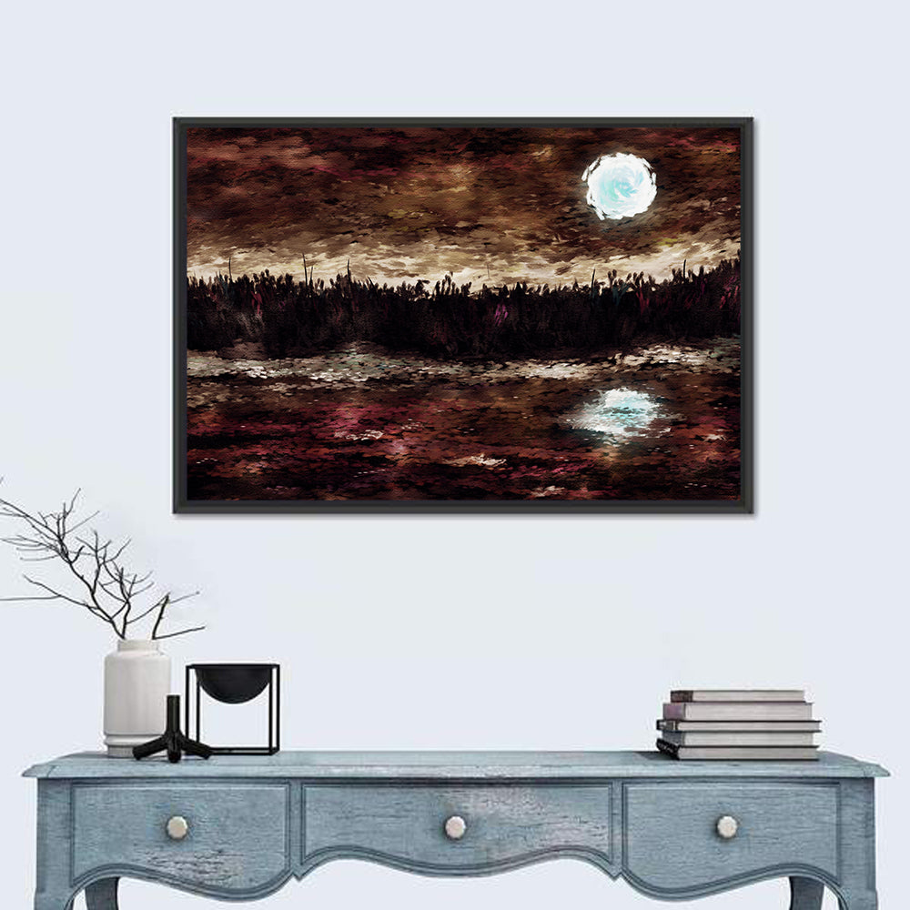 Moonlit Marsh Reflection Wall Art