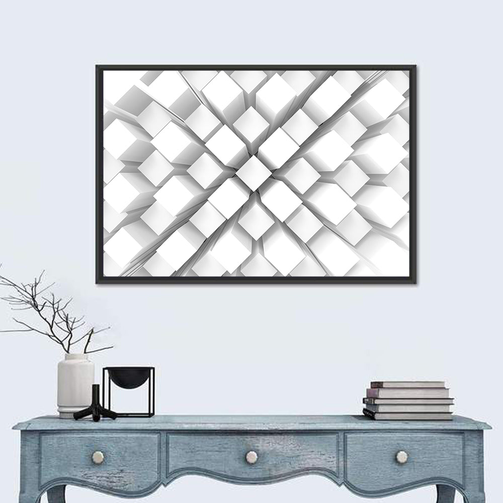 White Cube Grid Wall Art in a room, landscape