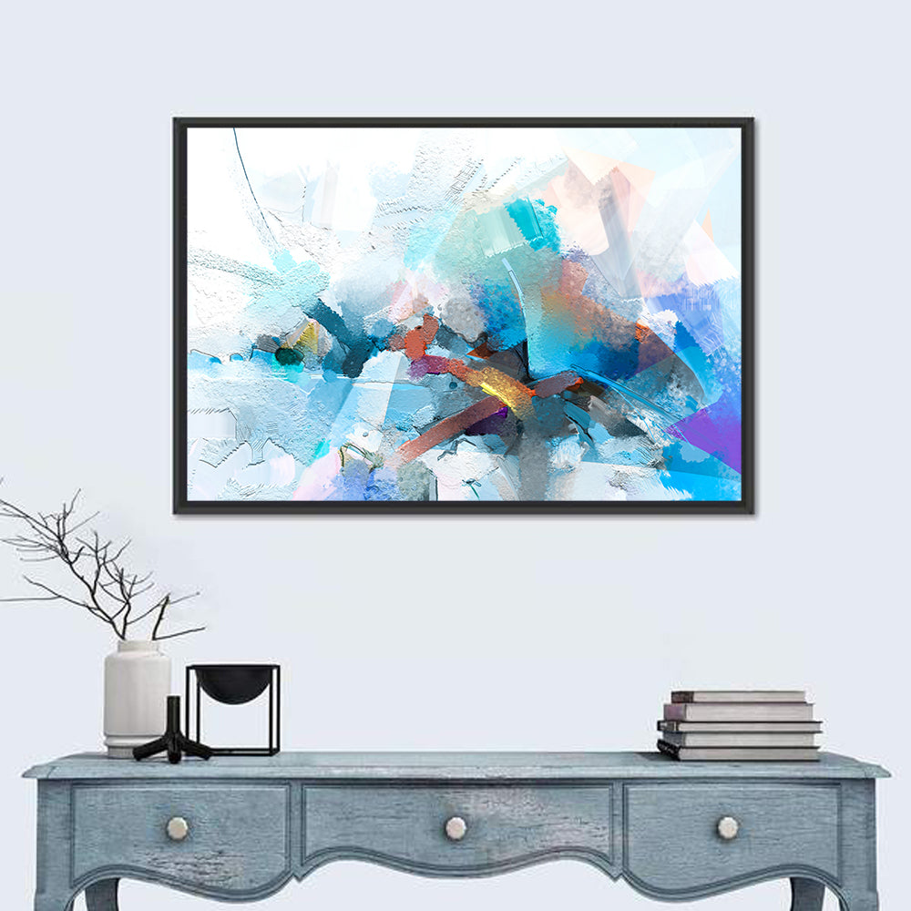 Colorful Brushstrokes with Geometric Planes Wall Art