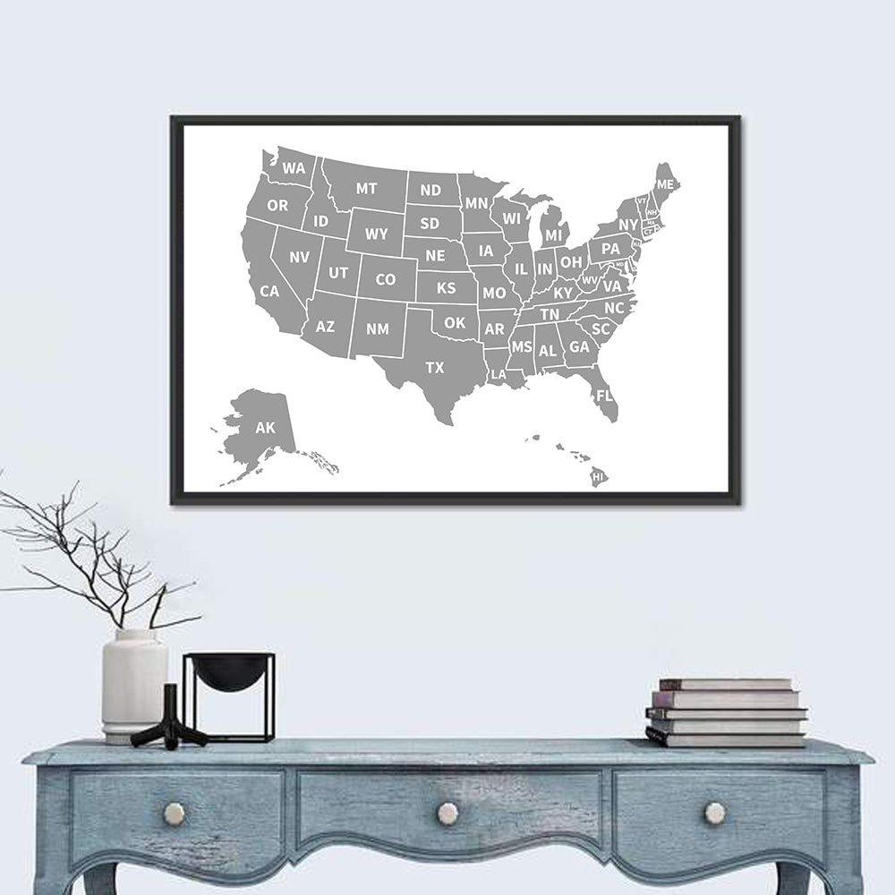 United States Map Wall Art in a room, landscape