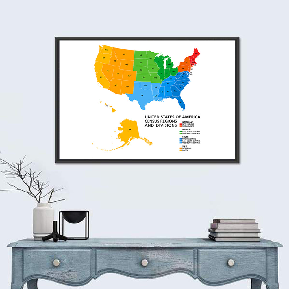 United States Political Map Wall Art in a room, landscape