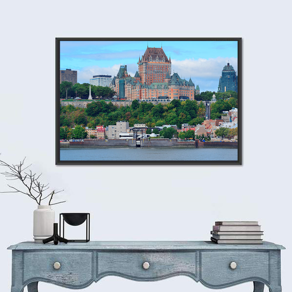 Quebec City Skyline with Chateau Frontenac Wall Art in a room, landscape