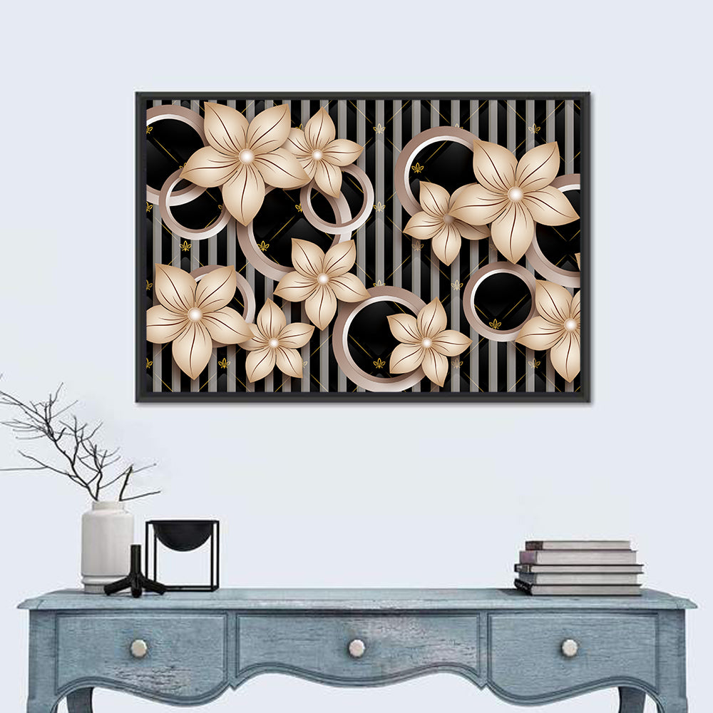 3d Floral Circle Pattern Wall Art in a room, landscape