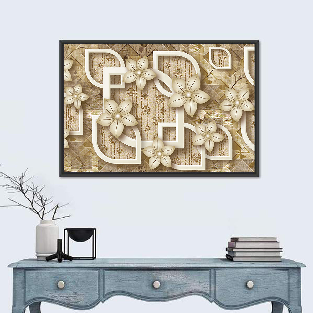 3d Floral Relief Design Wall Art in a room, landscape