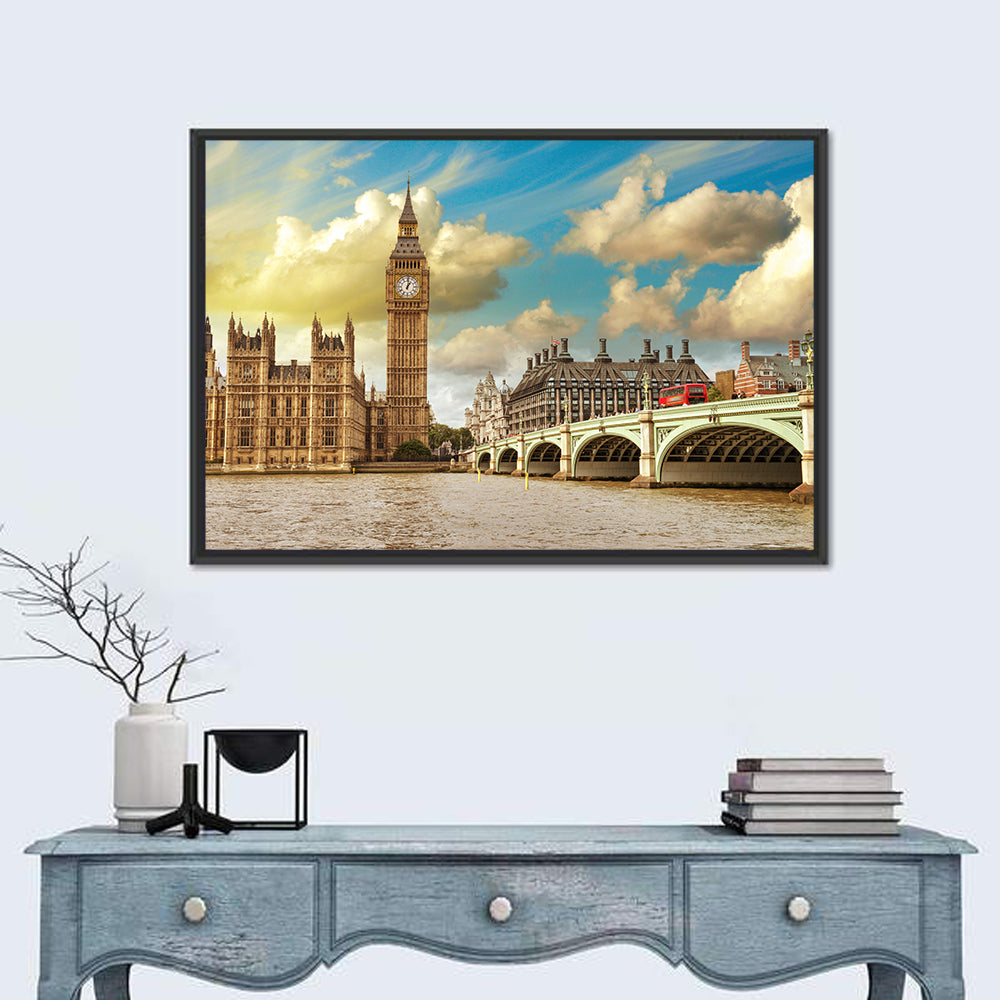 Big Ben and Westminster Bridge Wall Art in a room, landscape