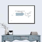 Puerto Rico and Virgin Islands Political Map Wall Art