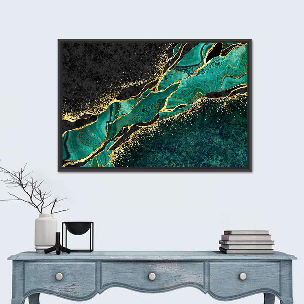 Malachite Marble with Gold Vein Wall Art