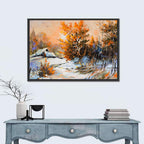 Winter Cottage Landscape Wall Art