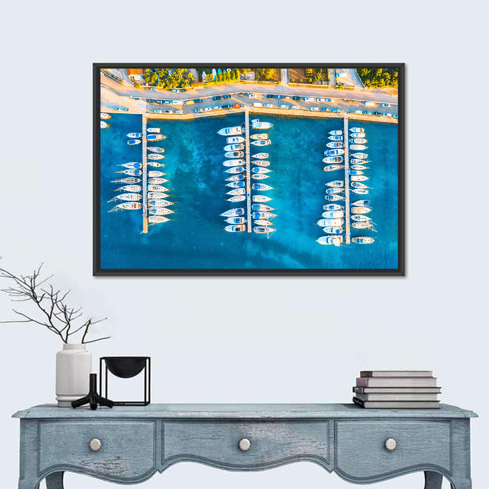 Aerial Marina in Croatia Wall Art in a room, landscape