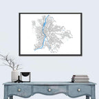 Budapest City Map Wall Art