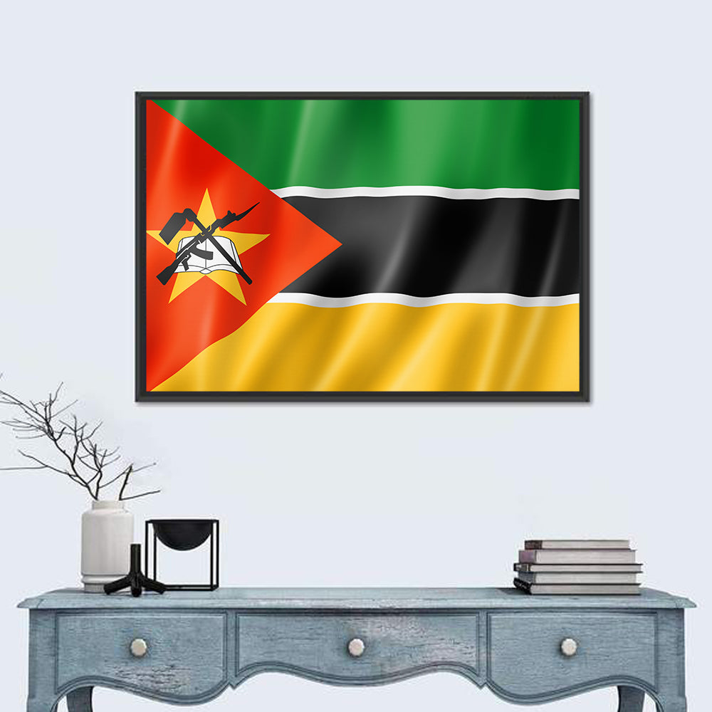 Mozambique National Flag Wall Art in a room, landscape