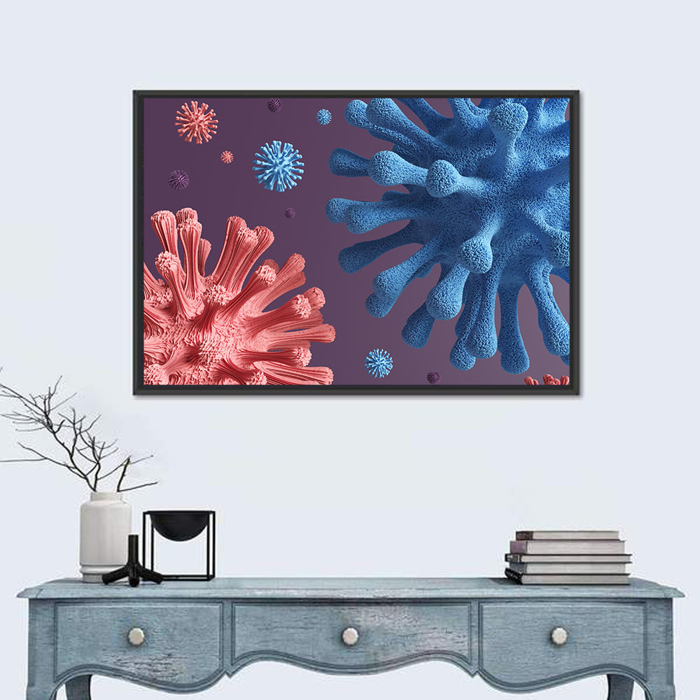 Microscopic Virus Cluster Wall Art in a room, landscape