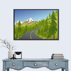 Summer Mountain Road Illustration Wall Art