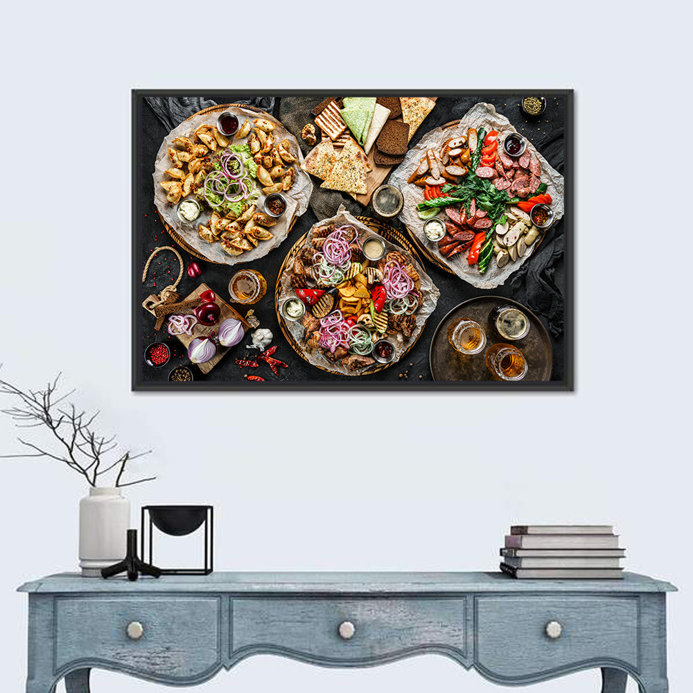Savory Appetizer Spread Wall Art in a room, landscape