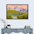 Sunset Over Mountain Lake Wall Art