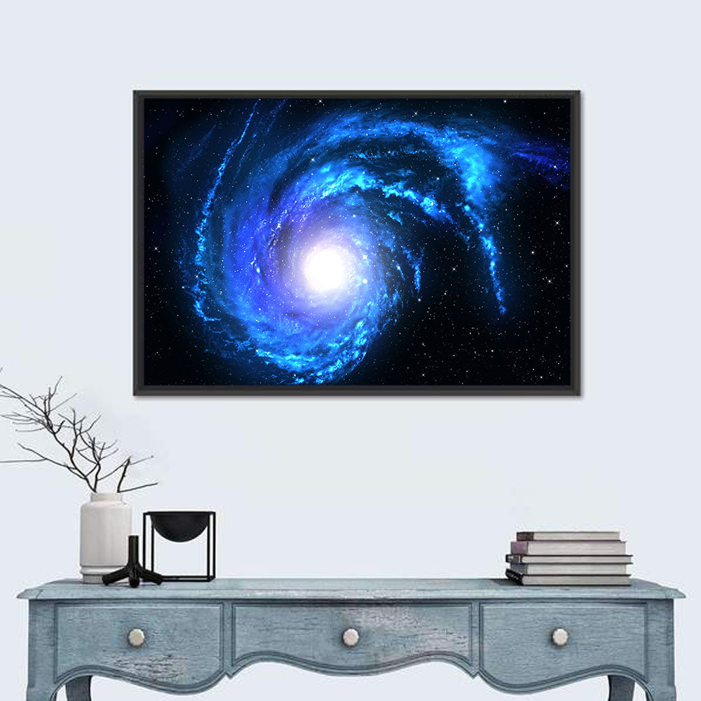 Glowing Blue Spiral Galaxy Wall Art
