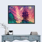 Tall Ship on Cosmic Waves Wall Art
