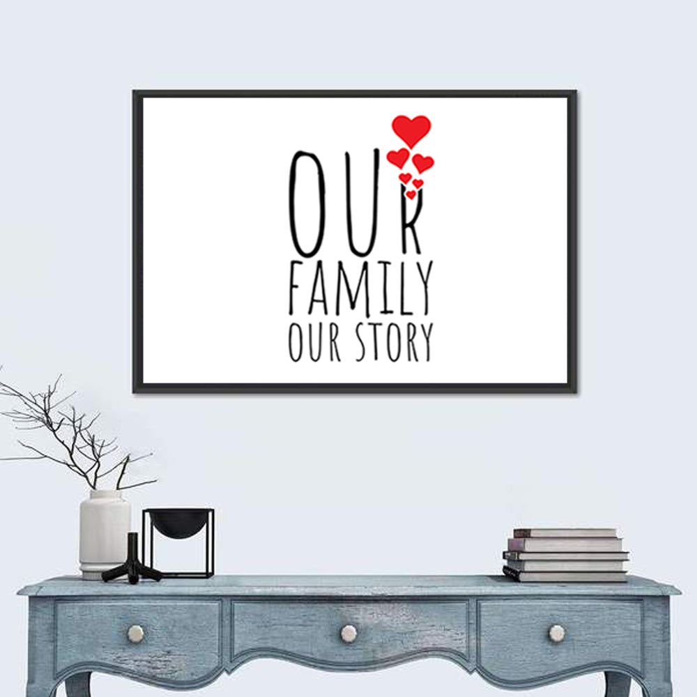 Our Family Our Story Wall Art in a room, landscape