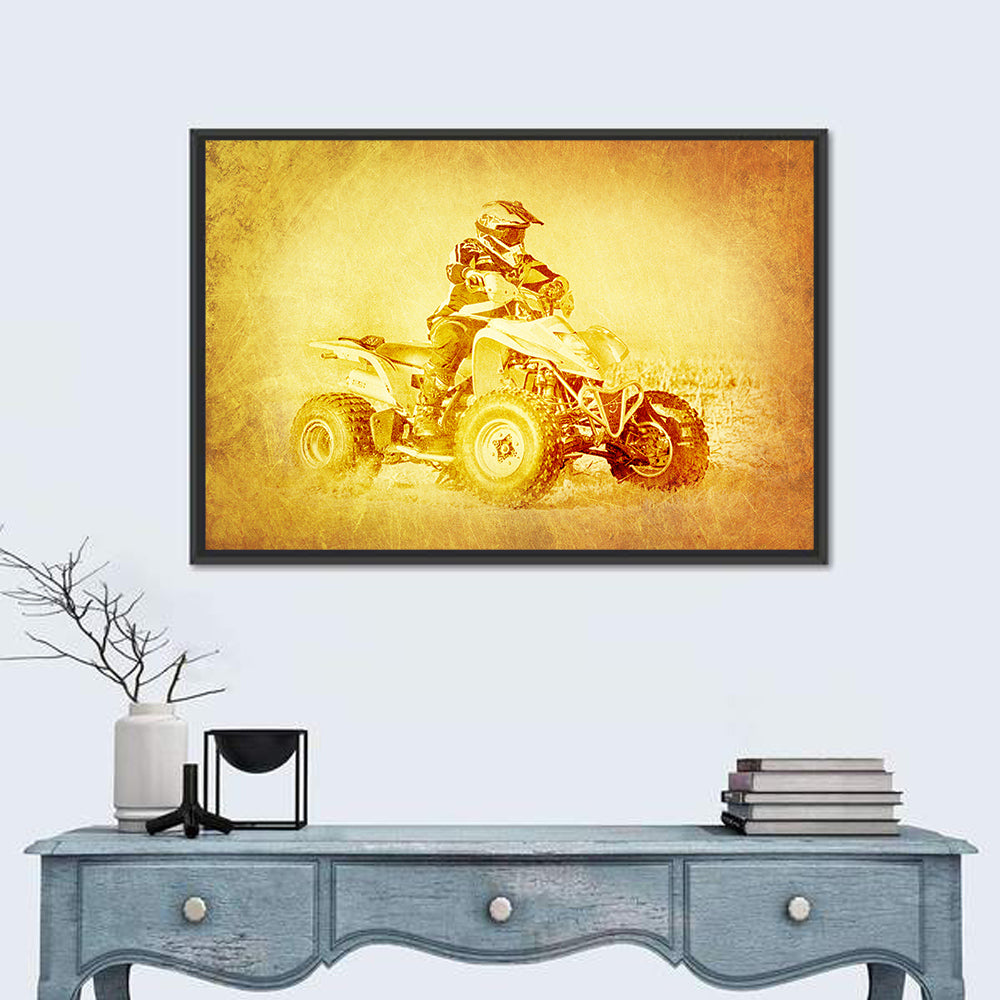 Golden Side-profile Atv Wall Art in a room, landscape