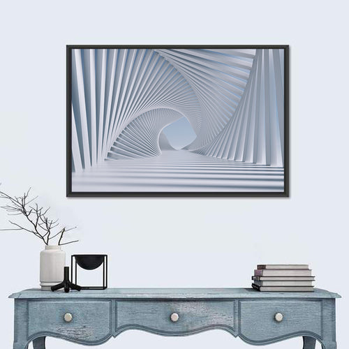 3d White Spiral Tunnel Wall Art
