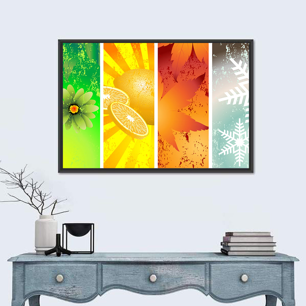 Four Seasons Quartet Wall Art in a room, landscape