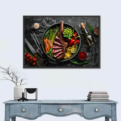 Grilled Steak On Bone & Grilled Vegetables Wall Art