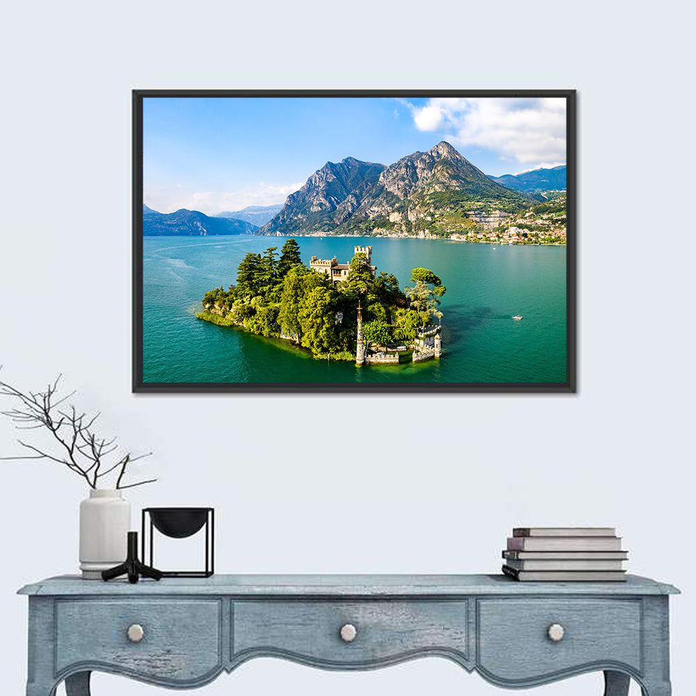 Isola Di San Paolo Castle, Lake Iseo Wall Art in a room, landscape
