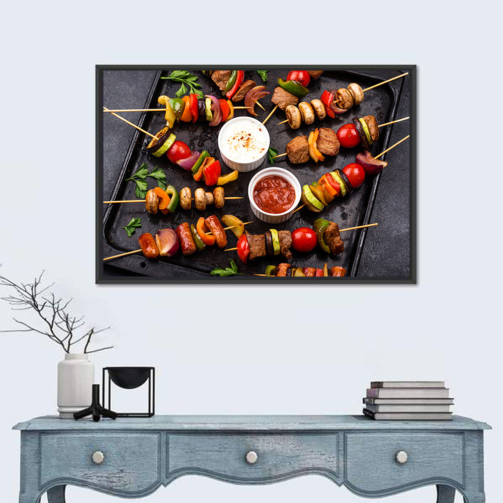 Grilled Meat and Vegetable Kebabs Wall Art