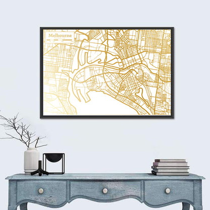 Melbourne City Map Wall Art