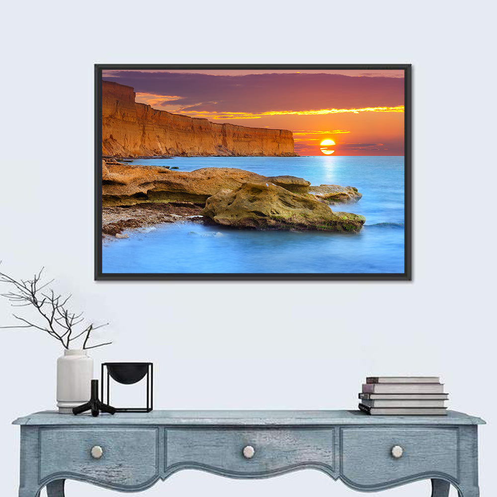 Sunset Over Algarve Coast Wall Art in a room, landscape