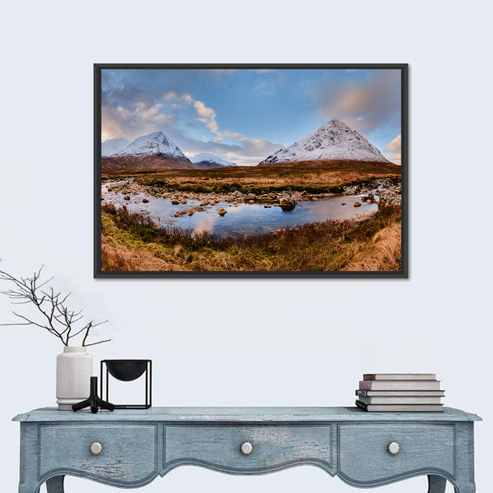 Buachaille Etive Mor River View Wall Art in a room, landscape