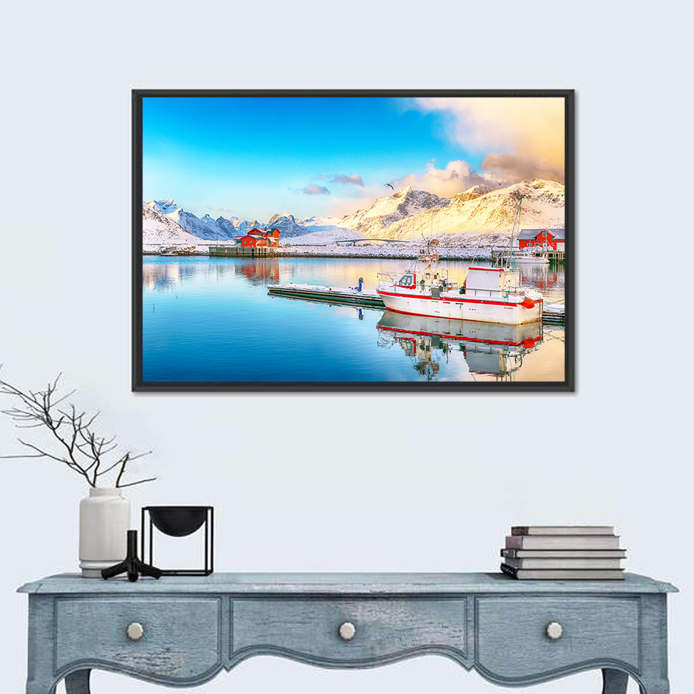 Ramberg Harbor Sunrise Wall Art in a room, landscape