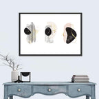 Minimalist Abstract Triptych with Gold Accents Wall Art