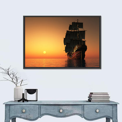 Sailing Ship In Evening Wall Art