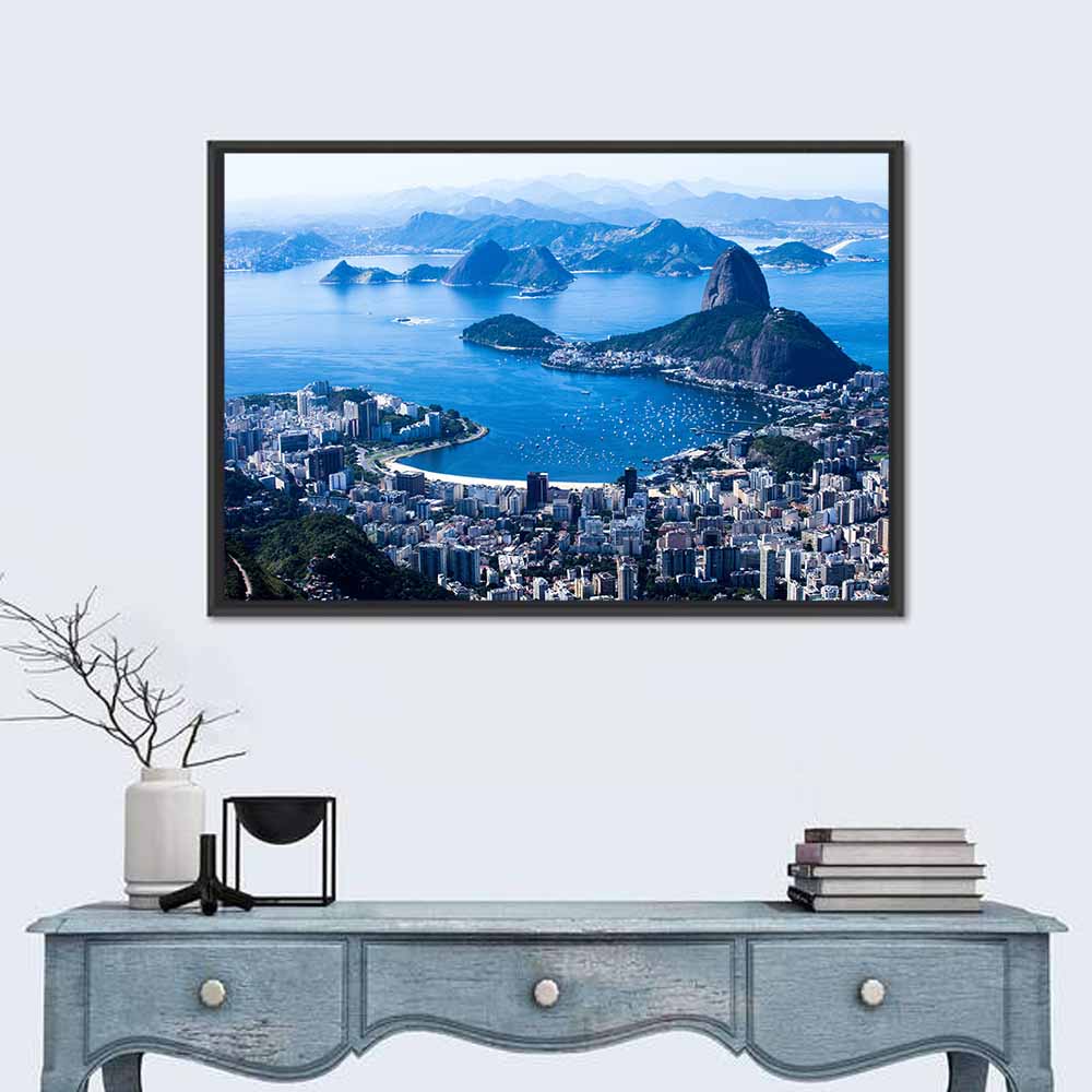 Sugarloaf Mountain and Botafogo Bay Wall Art in a room, landscape