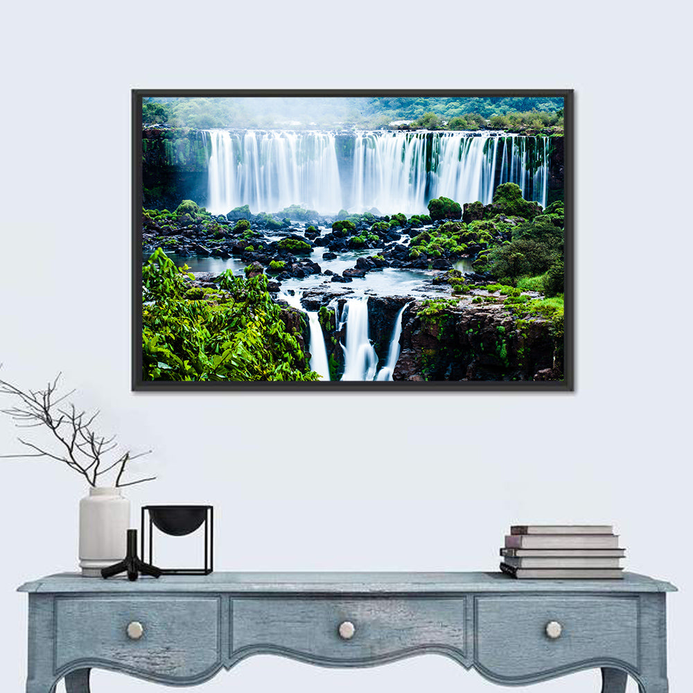 Iguazu Falls Cascades Wall Art in a room, landscape