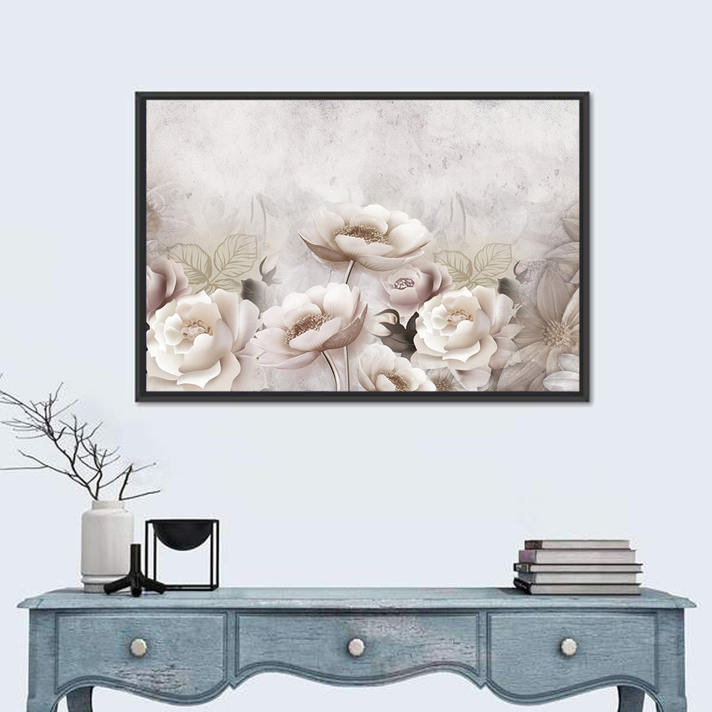 Layered White Roses Wall Art