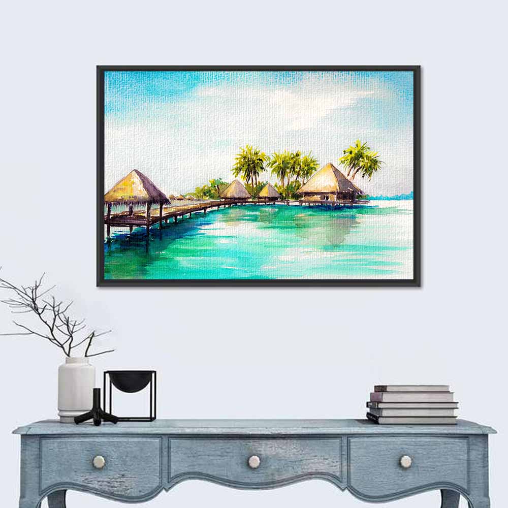 Overwater Bungalows Wall Art in a room, landscape