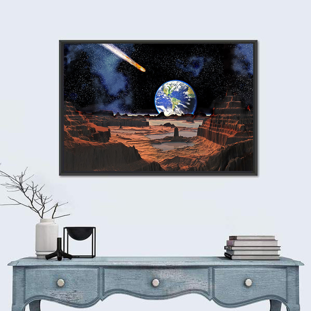 Asteroid Collision with Earth Wall Art in a room, landscape