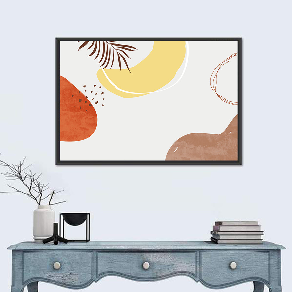 Nordic Palm Leaf Abstract Wall Art in a room, landscape