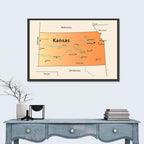 Kansas State Map Wall Art