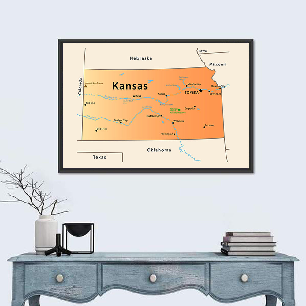 Map Of Kansas Wall Art