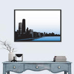 Chicago Skyline Blue Reflection Wall Art
