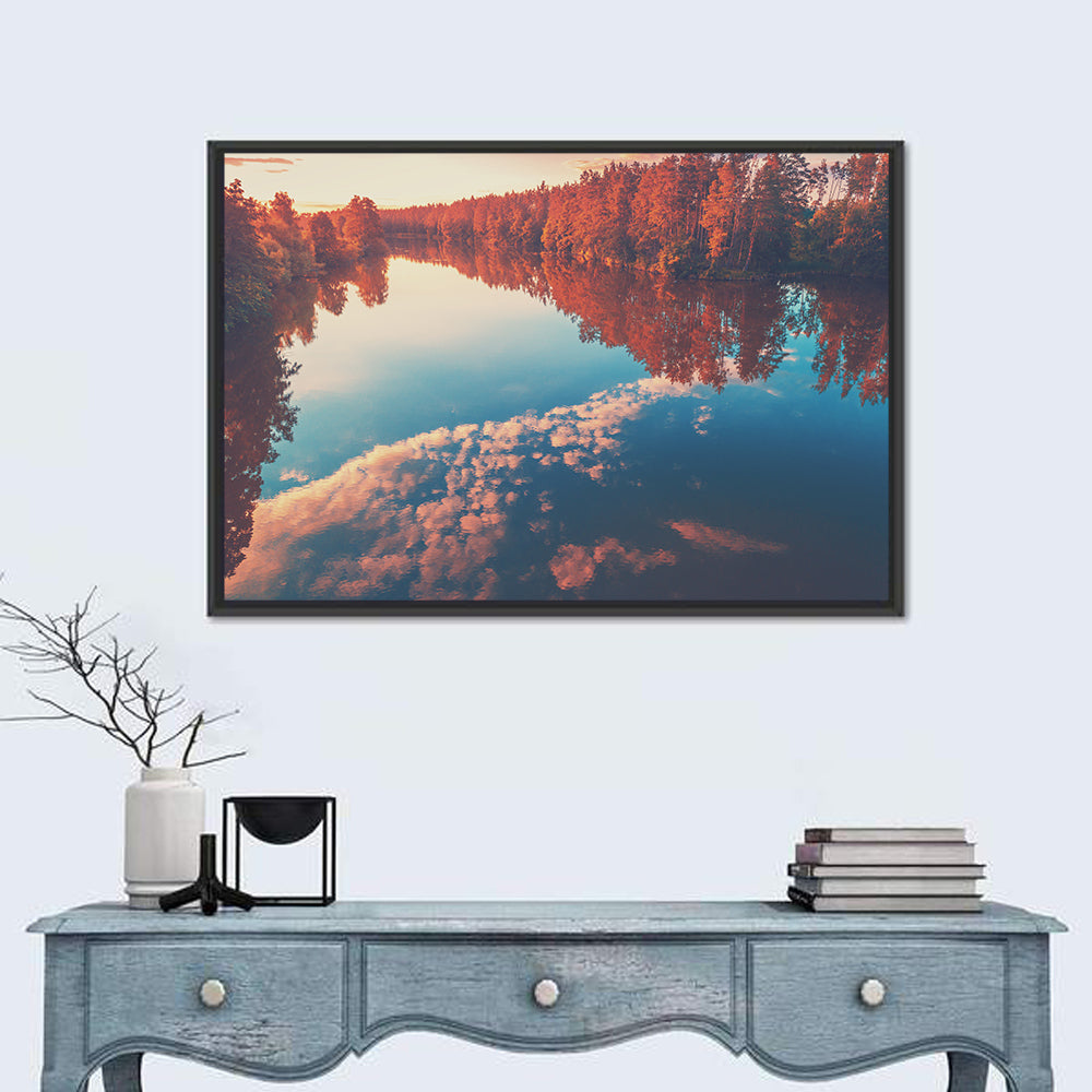 Golden Sunrise Over Reflective Lake Wall Art