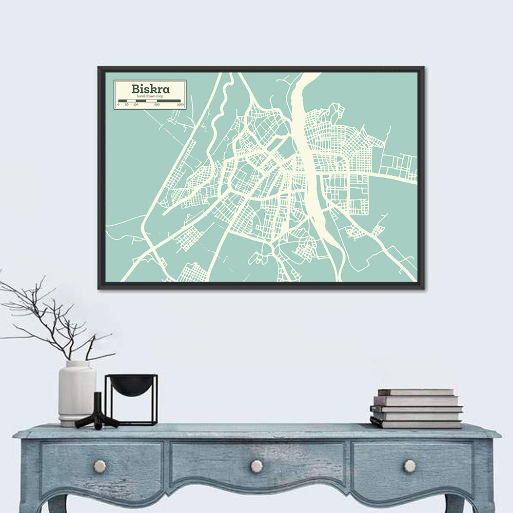 Biskra City Map Wall Art