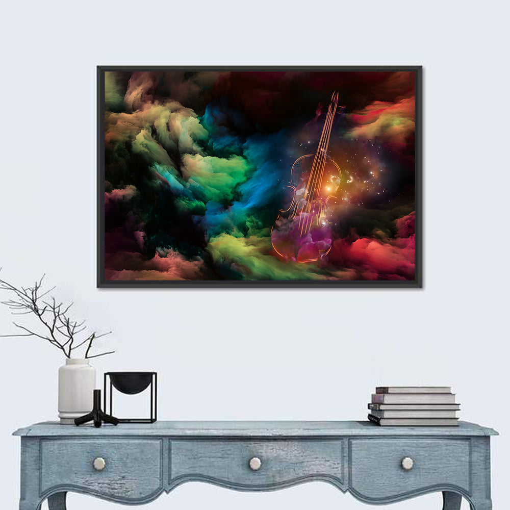 Cosmic Violin Wall Art in a room, landscape