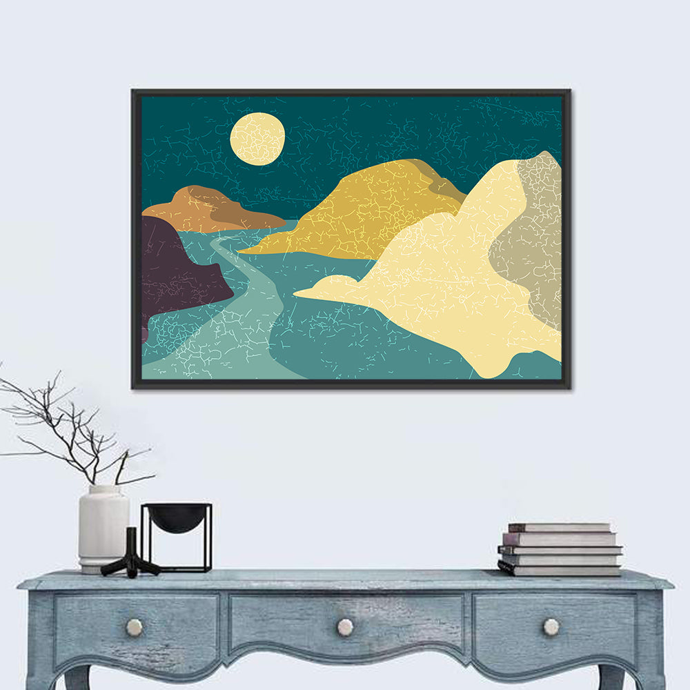 Moonlit Minimalist Mountain Wall Art