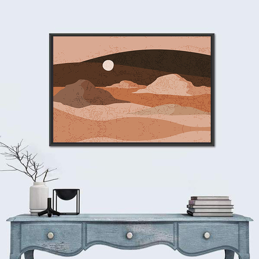 Moonlit Desert Dunes Wall Art in a room, landscape